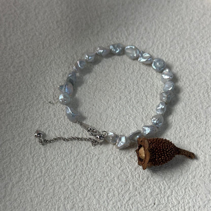 Silvery-Blue Keshi Bracelet