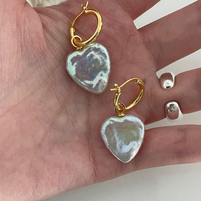 Heart Baroque Pearl Earrings