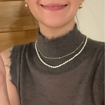 Double-Layer Pearl Necklace(OT Clasp)