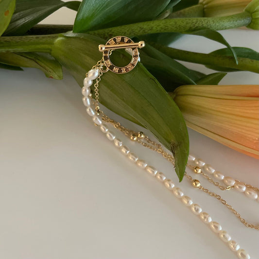 Double-Layer Pearl Necklace(OT Clasp)