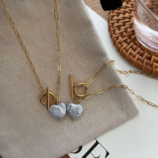 Heart Baroque Pearl Necklace(OT Clasp)