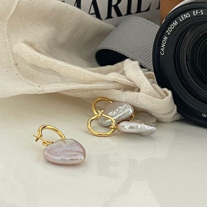 Heart Baroque Pearl Earrings