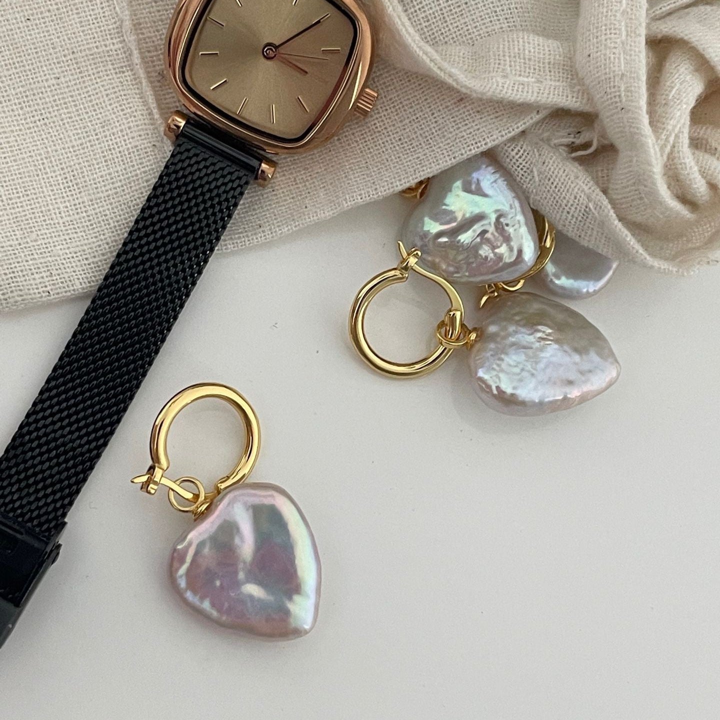 Heart Baroque Pearl Earrings