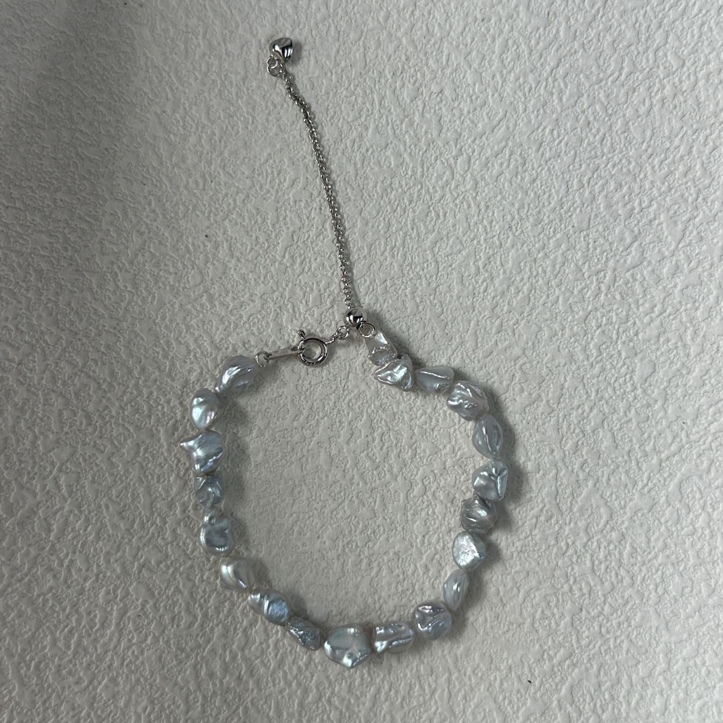 Silvery-Blue Keshi Bracelet