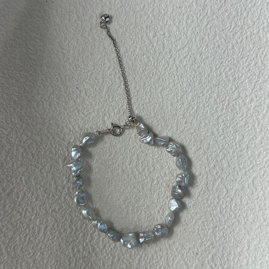 Silvery-Blue Keshi Bracelet
