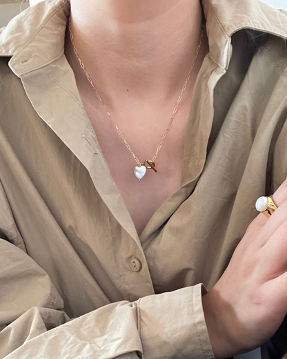 Heart Baroque Pearl Necklace(OT Clasp)