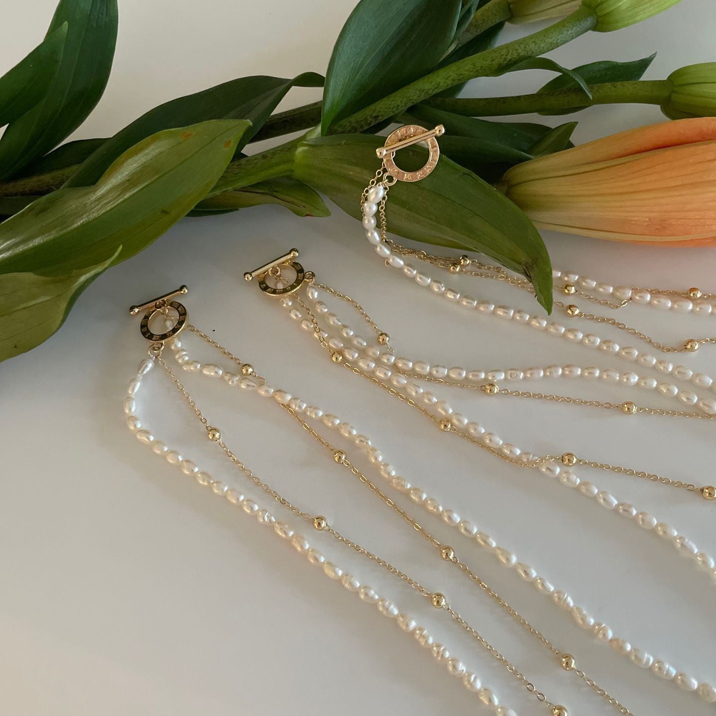Double-Layer Pearl Necklace(OT Clasp)