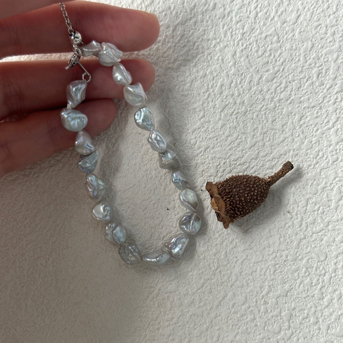 Silvery-Blue Keshi Bracelet