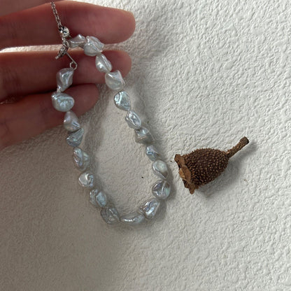 Silvery-Blue Keshi Bracelet